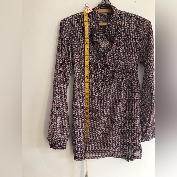 Forever Blouse Women's Size Smal Sheer Floral Long Sleeve Back Tie Blouse - Picture 4 of 9